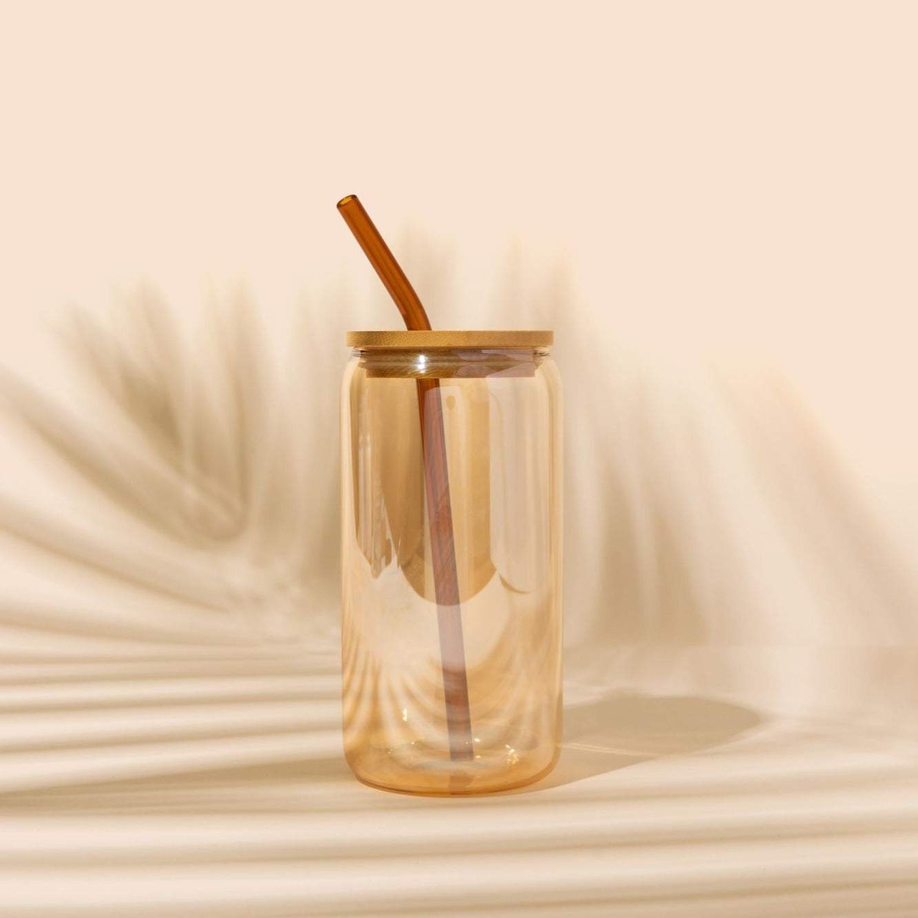 Pink Glass Cup with lid and straw